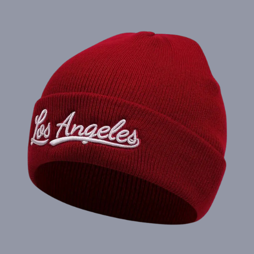 Beanie - Los Angeles Embroidered Red Beanie