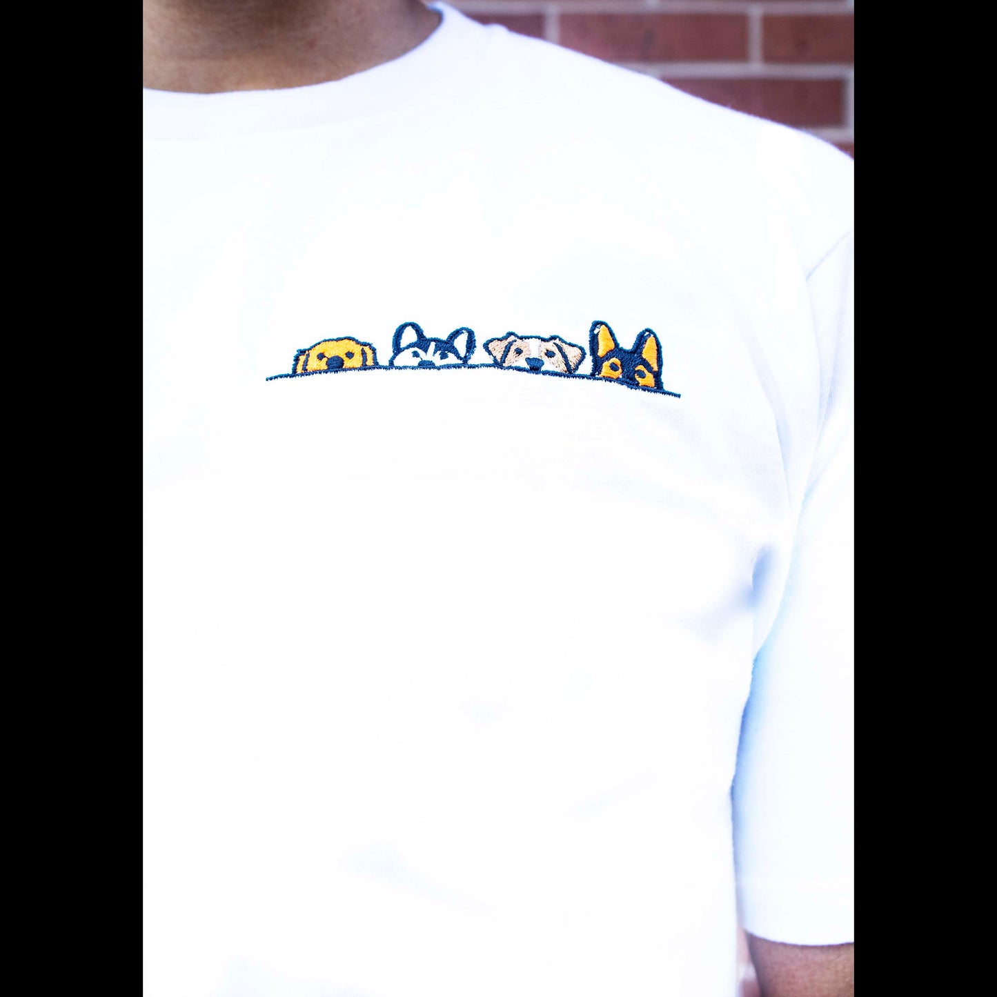 T-Shirt - Four Puppies Embroidered